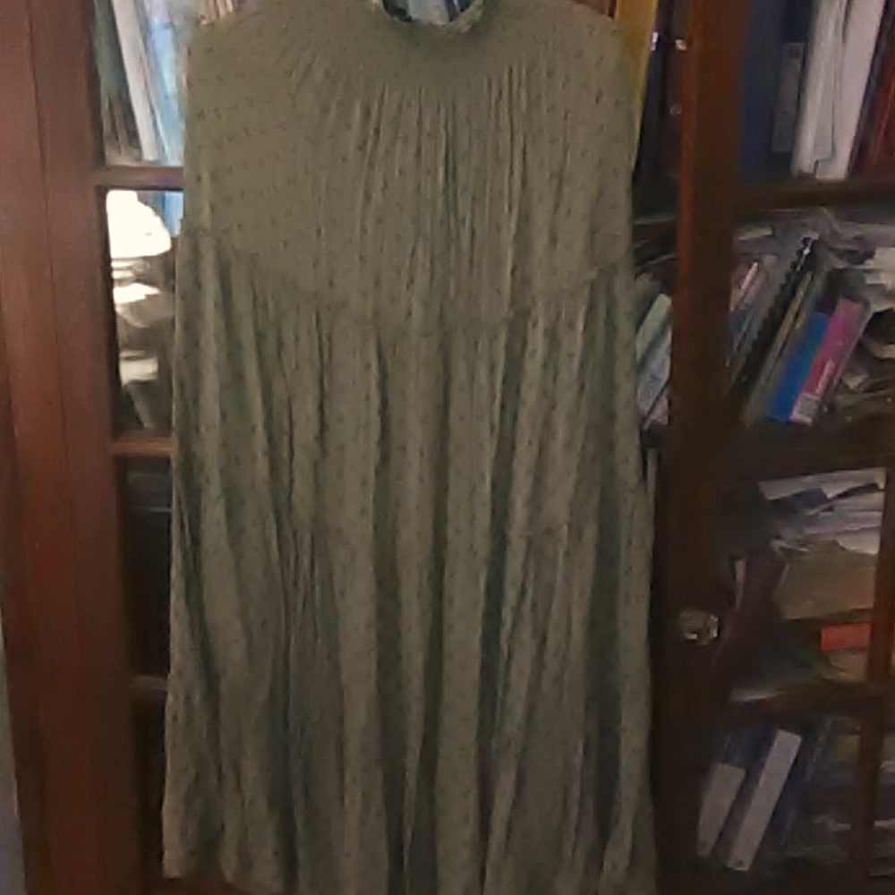 Olive green and flowers long skirt